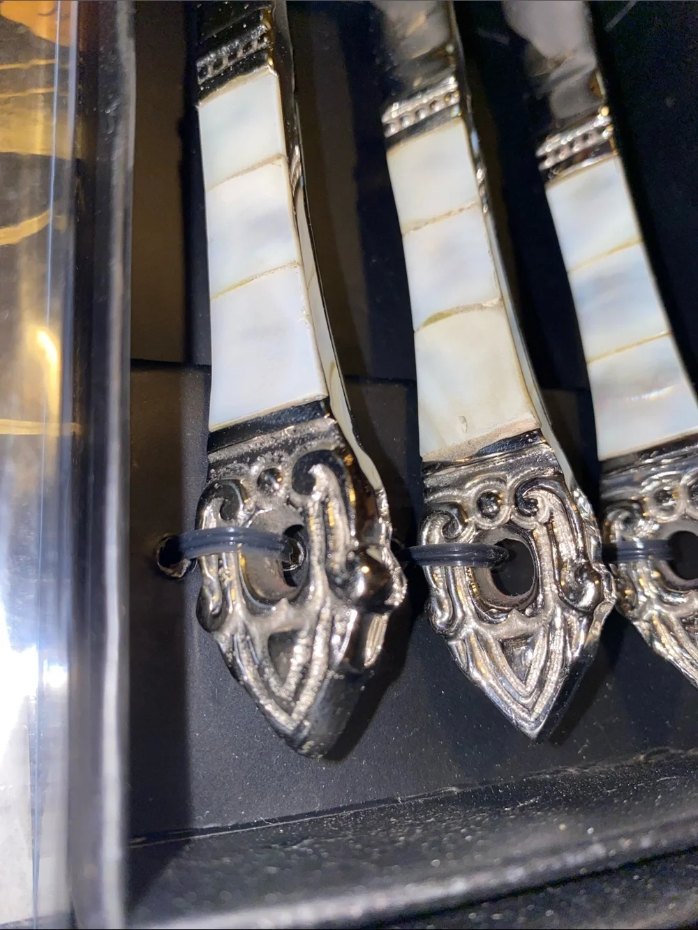 Bombay Silver-Tone Appetizer Forks with White Mother-of-Pearl Handles (3-Piece)